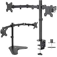 VIVO Dual 13 to 27 inch LCD Monitor Desk Mount and Dual Freestanding 13 to 30 inch Monitor Desk Stand Kit, Heavy Duty, Fully Adjustable, 4 Screen Display (Bundle)