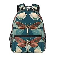 Dragonfly and lotuses print Lightweight Bookbag Casual Laptop Backpack for Men Women College backpack