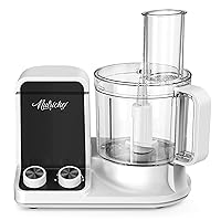 Multipurpose 12 Cup Food Processor - Ultra Quiet 600 Watt Powered Electric & Vegetable Chopper w/Pre-set Speed Function for Easy Prep 6 Attachment Blades NCFP8.7, Black, White