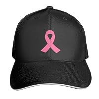 Pink Ribbon Breast Cancer Disease Hat Fashion Sandwitch Baseball Cap Curved Brim Trucker Hats Golf Sunhat Black