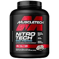 Muscletech Whey Protein Powder (Cookies & Cream, 4 Pound) - Nitro-Tech Muscle Building Formula with Whey Protein Isolate & Peptides - 30g of Protein, 3g of Creatine & 6.8g of BCAA