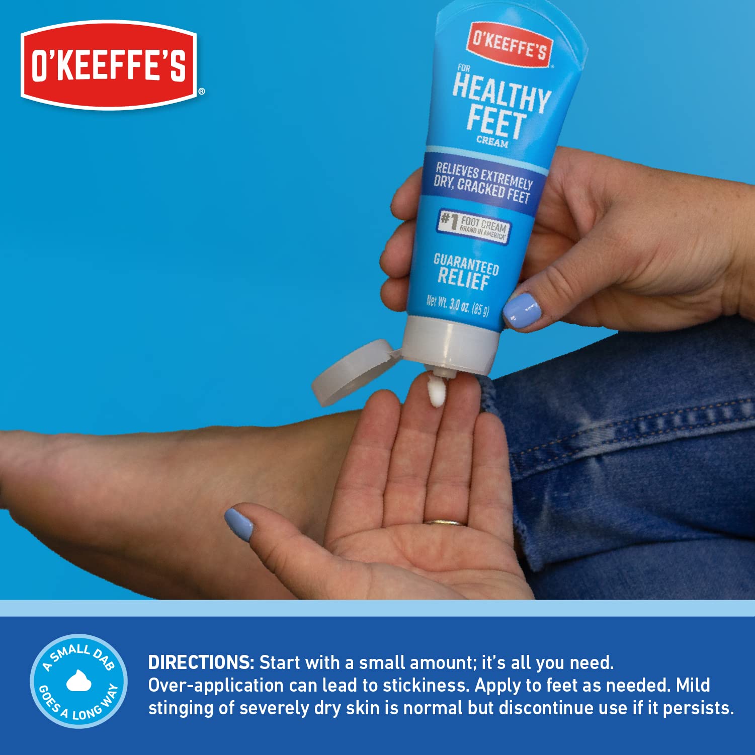 O'Keeffe's for Healthy Feet Foot Cream, Guaranteed Relief for Extremely Dry, Cracked Feet, Clinically Proven to Instantly Boost Moisture Levels, 3.0 Ounce Tube, (Pack of 2)