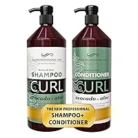 Dead Sea Collection Curly Hair Shampoo and Conditioner Set - with Natural Mineral and Hydrating Power of Avocado and Aloe - Softening and Moisturizing, Repair and Shine - Pack of 2 (67.6 fl. oz)