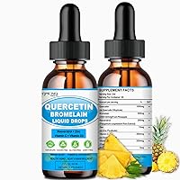 Quercetin with Bromelain Liquid Drops, 4X Stronger Than Capsules & Pills, 7-in-1 Organic Zinc Quercetin 1000mg with Bromelain 500mg Vitamin C D3 Immune Complex for Respiratory Health & Antioxidant