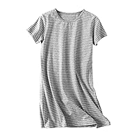 Girl's Stripes Nightgowns Cotton Sleep Shirts Sleepwear Princess Nightdress