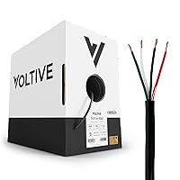 Voltive 14/4 Speaker Wire - 14 AWG/Gauge 4 Conductor - UL Listed in Wall Rated (CL2/CL3) - Oxygen-Free Copper (OFC) - 500 Foot Bulk Cable Pull Box - Black
