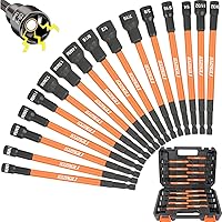 16PCS Magnetic Nut Driver Set | 6 Inch Long Nut Driver Set | SAE and Metric | 1/4 Inch Hex Shank | Cr-V Steel