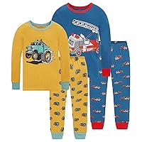Cotton 4 Piece Pajamas Boys Long Sleeve Sets Toddler Boys Pjs Kids Sleepwear Sets