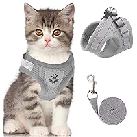 Gray X-Small Adjustable Breathable Reflective Harness for Small Cats and Dogs