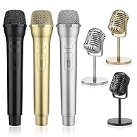 Facmogu Fake Microphone Prop, Plastic Realistic Prop Microphone, Pretend Mics Simulate Speech Practice, Mic Prop for Karaoke Costume Role Play Christmas Cosplay Music Birthday Party Favors
