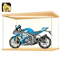 Acrylic Display Case for Collectibles Clear Acrylic Boxes for Display Action Figures Toys Lighted Football Trophy Display Case Home Organizer Box(Wooden-Solid Yellow; 11.8*7.9*7.9 inch)