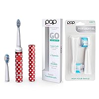 Pop Sonic Electric Toothbrush (Red Dots) Bonus 2 Pack Replacement Heads- Travel Toothbrushes w/AAA Battery | Kids Electric Toothbrushes with 2 Speed & 15,000-30,000 Strokes/Minute