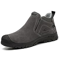 Men's Steel Toe Work Boots Anti-Skid Safety Shoes Suede Waterproof Work Shoes