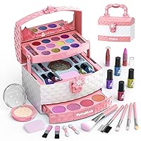 PERRYHOME Kids Makeup Kit for Girl 35 Pcs Washable Makeup Kit Real Cosmetic, Safe & Non-Toxic Little Girls Makeup Set, Frozen Makeup Set for 3-12 Year Old Kids Toddler Girl Toys Birthday Gift (Pink)