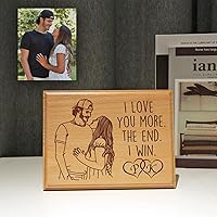 Romantic Personalized Wood picture frame Plaque with Photo and Names Unique Meaningful Cute Birthday Anniversary Engagement Gifts for Boyfriend Girlfriend Couples
