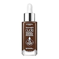 L'Oreal Paris True Match Nude Hyaluronic Tinted Serum Foundation with 1% Hyaluronic acid, Very Deep 10-12, 1 fl. oz.