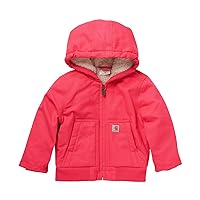 Carhartt Baby Girls' Sherpa-Lined Hooded Canvas Zip-Up Jacket