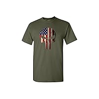 Rogue River Tactical USA Flag Skull T-Shirt Patriotic Mens Tee Shirt