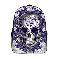 Day of The Dead Skull Laptop Backpack with Multi-Pockets Waterproof Carry On Backpack for Work Shopping Unisex 16 Inch