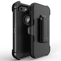 Defender Case for iPhone 7/8 Plus, 3 in 1 Shockproof Rugged Drop Protective,[Built-in Screen Protector] Military Grade Heavy Duty Bumper Holster Cell Phone Cover(with Belt Clip)(Black)