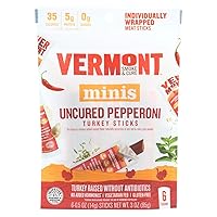 Vermont Uncured Pepperoni 0.5 Ounce Turkey Sticks, 6 count per pack - 8 per case.8