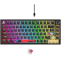 Fogruaden 75% Wired Mechanical Gaming Keyboard 75 Percent Keyboard Hot Swappable, Red Switch, RGB Backlit 82 Keys TKL Mechanical Keyboard, NKRO Compact Keyboard with Volume Control Knob (BlueSamurai)