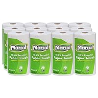 Marcal Recycled Kitchen Roll Towels, 2-Ply, 11 x 8.8, White, 210 Sheets, 12 Rolls/Carton