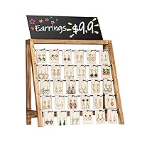 Earring Display Stands for Selling, Real Wood Jewelry Display for Selling Vendors with Adversitsing Board, Large Capacity Earring Cards for Selling Rack Holder for Earring Cards