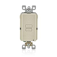 Leviton Blank Face AFCI, 20 Amp, Self Test, LED Indicator Light, Provides AFCI Protection Where an Outlet is not Needed, AFRBF-T, Light Almond