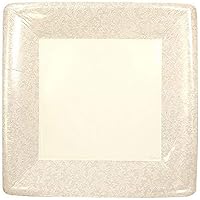 Lillian Tablesettings Plate-10 | Cream Textures Square Paper| Pack of 24 Party Plates, 10.25 x 1.5 x 10.25 inches