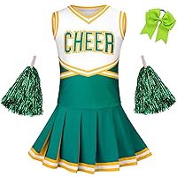 GRAJTCIN Girls Cheerleader Costume Halloween Dress Up Cheerleading Uniform Outfit 6-14 Years