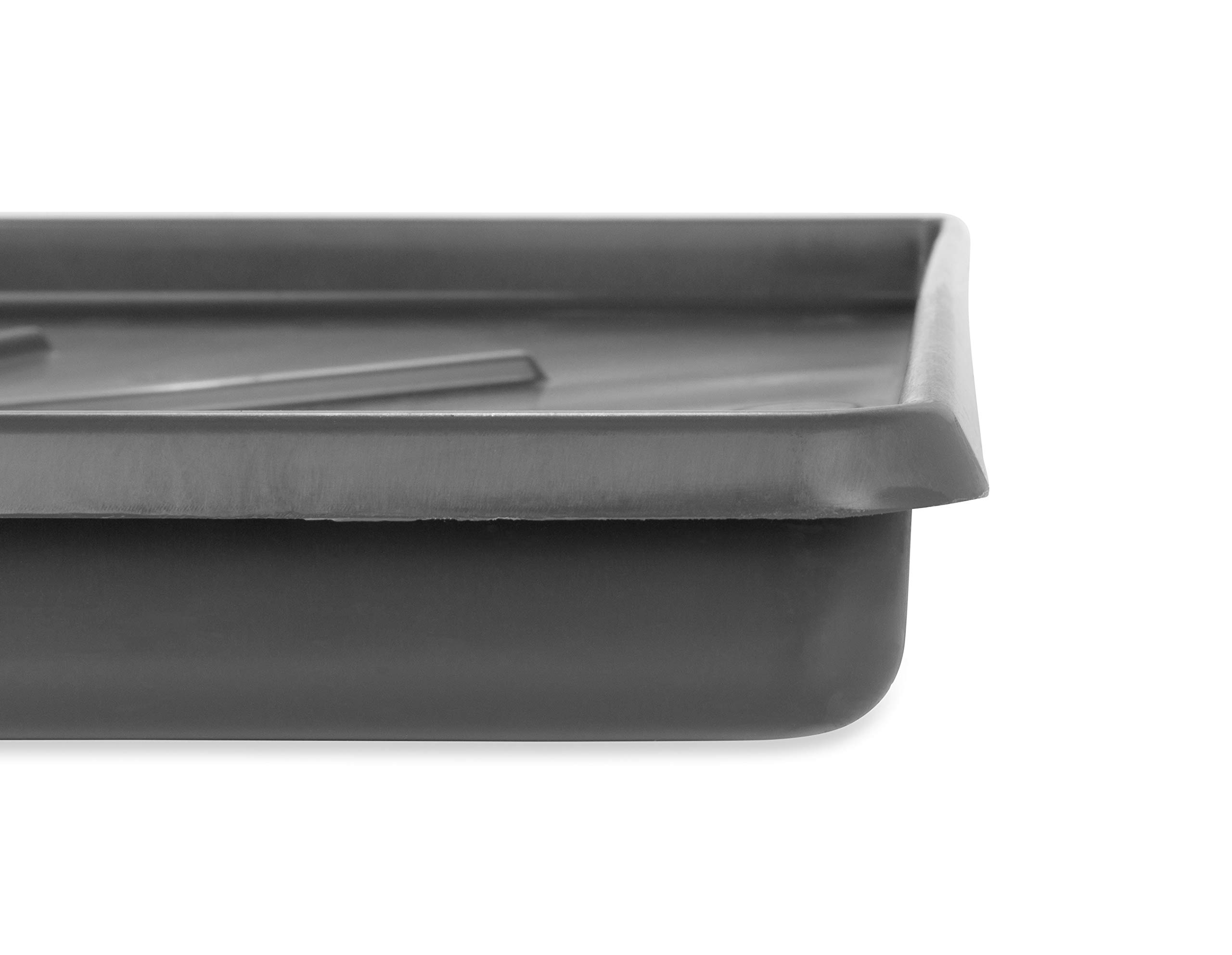 Camco 20784 Low Profile Washing Machine Drain Pan with PVC Fitting, 30 ½-Inch x 34 ½-Inch, Graphite - Protects Your Floors from Washing Machine Leaks - Easy to Use
