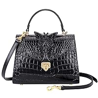 PIJUSHI Designer Handbags for Women Crocodile Leather Crossbody Satchel Bag with Butterfly
