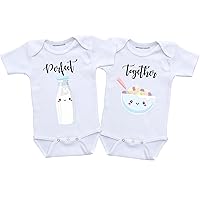 Funny Twins outfit boy and girl baby matching Perfect Together (3 months)