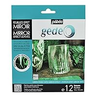Pebeo 766547 Gedeo Mirror Effect Leaves Adhesive Sheet, Green