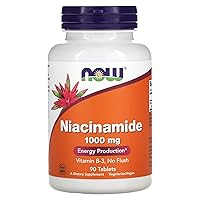 NOW Supplements, Niacinamide (Vitamin B-3) 1000 mg, Energy Production*, 90 Tablets, White, Off-White
