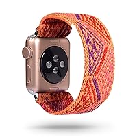 for Apple Watch Bohemia Elastic Nylon Loop Band 38/40mm 42/44mm Series 7/6/5/4/3/2/1 Man Women Watch Band (Color : Boho Orange, Size : 38mm-40mm)