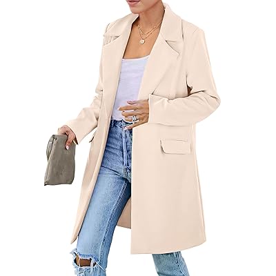 PRETTYGARDEN Women's 2024 Fall Long Blazer Jackets Long Sleeve Lapel  Pockets Loose Fit Work Casual Blazers Outerwear