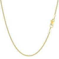 Jewelry Affairs 14k Yellow Gold Round Wheat Chain Necklace, 1.2mm