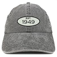 Trendy Apparel Shop Established 1949 Embroidered 75th Birthday Gift Pigment Dyed Washed Cotton Cap