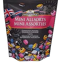 Waterbridge Mini Allsorts Classic Imported from Canada | Mini Jelly Buttons, Licorice Rolls and Twists, Mini Fruit Sandwiches | Natural flavors & Colors | Fun Shapes and Tastes | 200g (1 Pack)