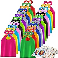ADJOY ADJOY Superhero Capes and Masks 24 Sets for Kids with Superhero Stickers Decoration - Superhero Themed Birthday Party Capes