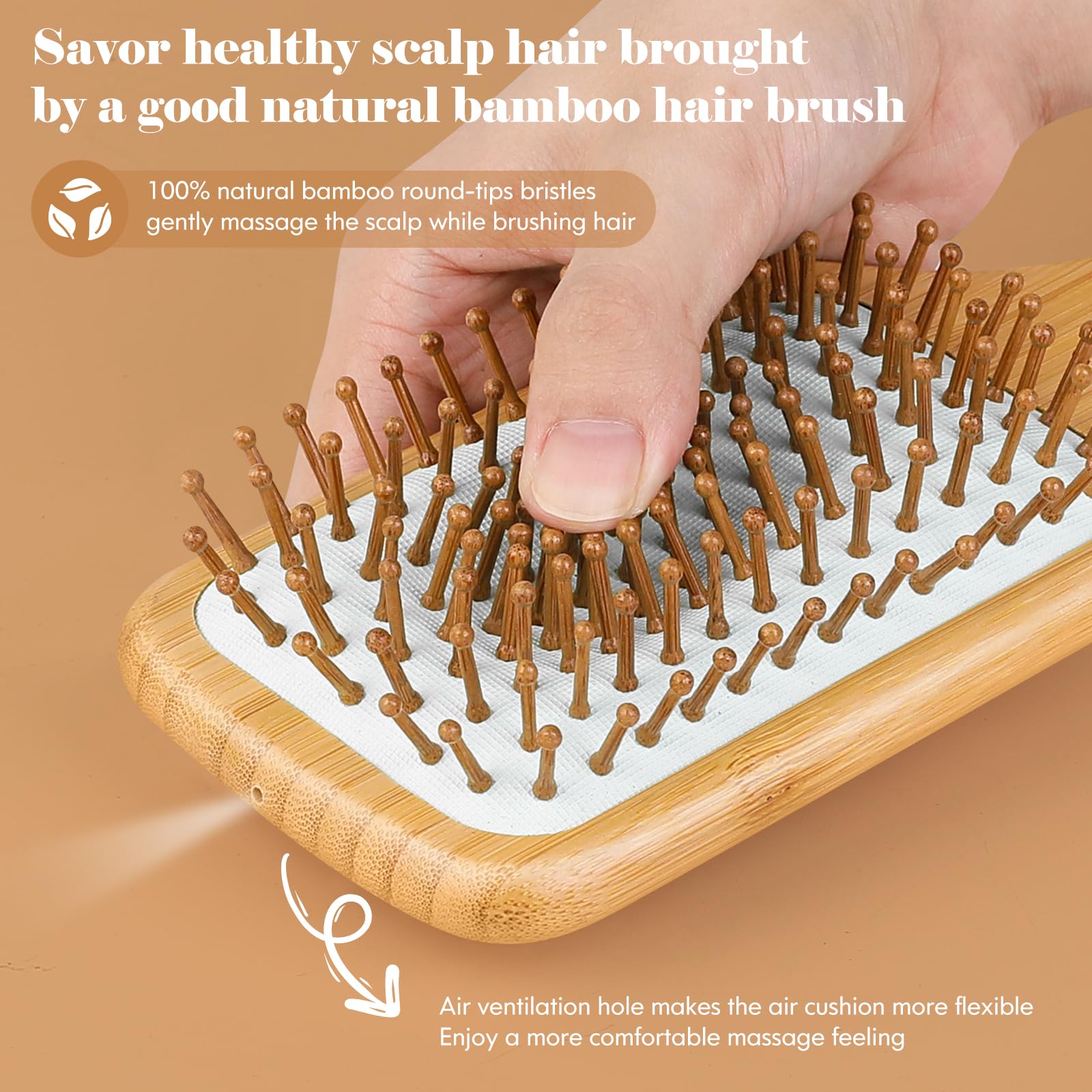 Sofmild Bamboo Hair Brush-Bamboo Paddle Brush for Massaging Scalp Increase Hair Growth