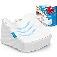 ZIKEE Knee Pillow for Side Sleeper, Memory Foam Leg Pillow Designed for Americans, Cooling Pillow with Ergonomic Design for Sciatica, Hip & Back, Knees Joints Pain Relief, 2 Washable Pillowcases