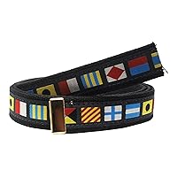 Nautical Code Flag Military Style Belt, Black Web Belt (NO Buckle)