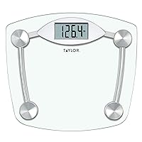 Taylor Digital Bathroom Scale, Highly Accurate Body Weight Scale, Instant On and Off, 400 lb, Sturdy Clear Glass with Chrome Finish Base