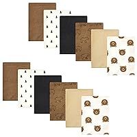 Hudson Baby Unisex Baby Cotton Flannel Burp Cloths Bundle, Brown Bear, One Size