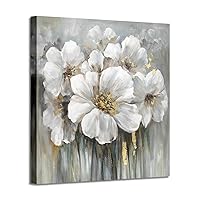 ARTISTIC PATH Wall Art Botanical Pictures Painting: White Lily Bouquet of Flowers Picture Floral Artwork on Wrapped Canvas for Walls (28