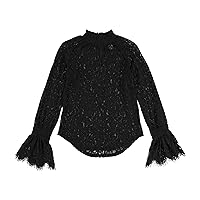 Womens Lace Baby Doll Blouse, Black, XX-Large
