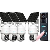 Video Doorbell and 4CQ1 AI 2K Solar Security Camera Wireless Outdoor,Battery Powered Camera,Two-Way Audio,PIR Motion Detection,Easy to Setup,Pan/Tilt 360° View,Night Vision,Audible Flashlight Siren